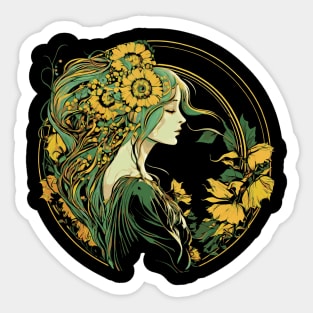 Cottagecore Aesthetic Sunflower Girl Sticker